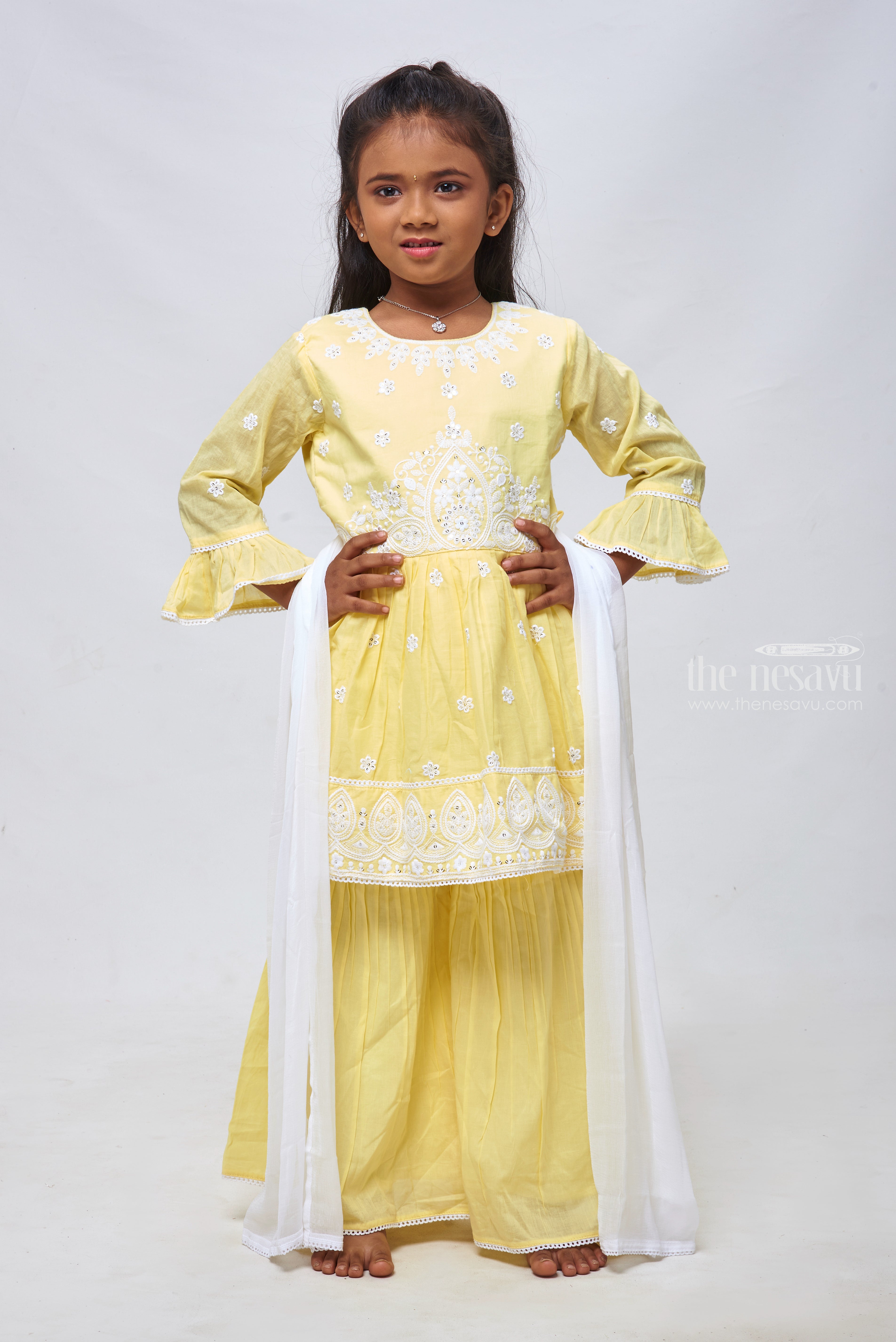 Yellow Zinia Modal Chikankari A-Line Kurti - TheChikanLabel | Lucknow  Chikankari Kurtis & Suits